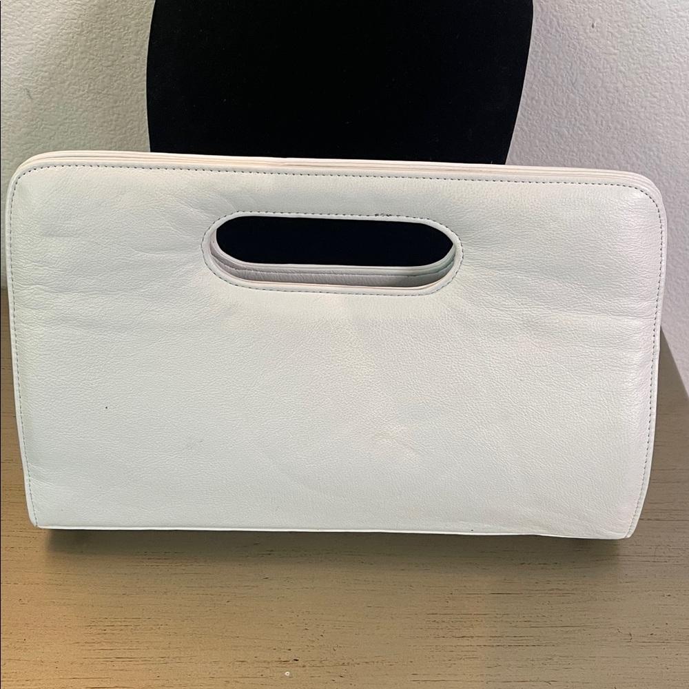 White Leather and Brown Cowhide Clutch - Picture 2 of 7